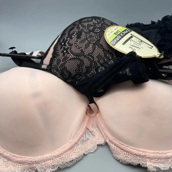 Felina Lace w/ Mesh Inset and Micro Light Lift Pushup Bra Pack of 2, Multi Sizes - Picture 14 of 16